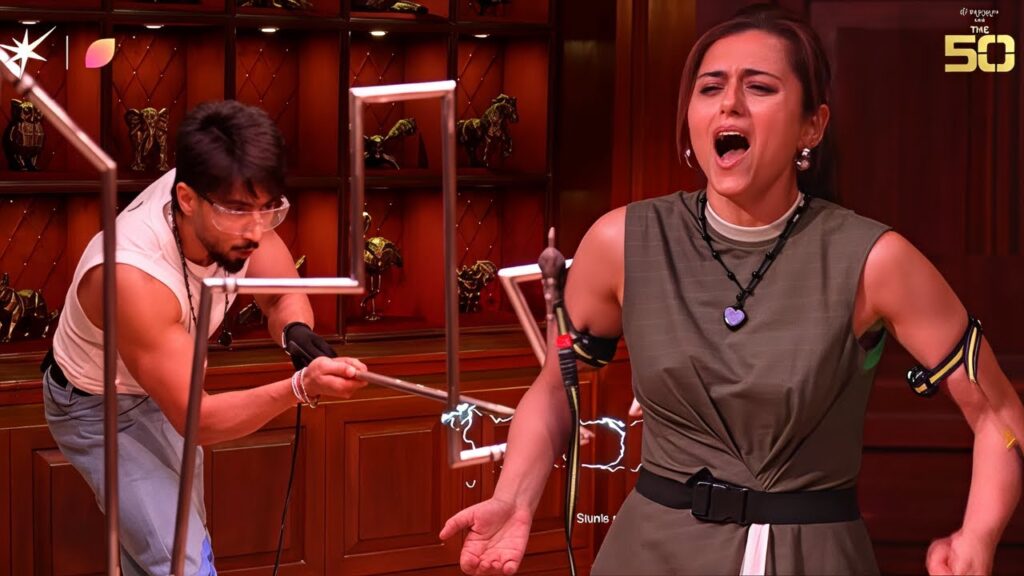 The 50 reality show episode 6 shock Wire Loop task  - ridhi and faisu